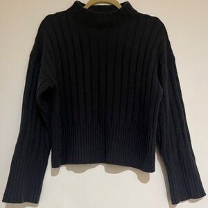 Equipment Charcoal Grey Ribbed Mock Turtleneck Sweater